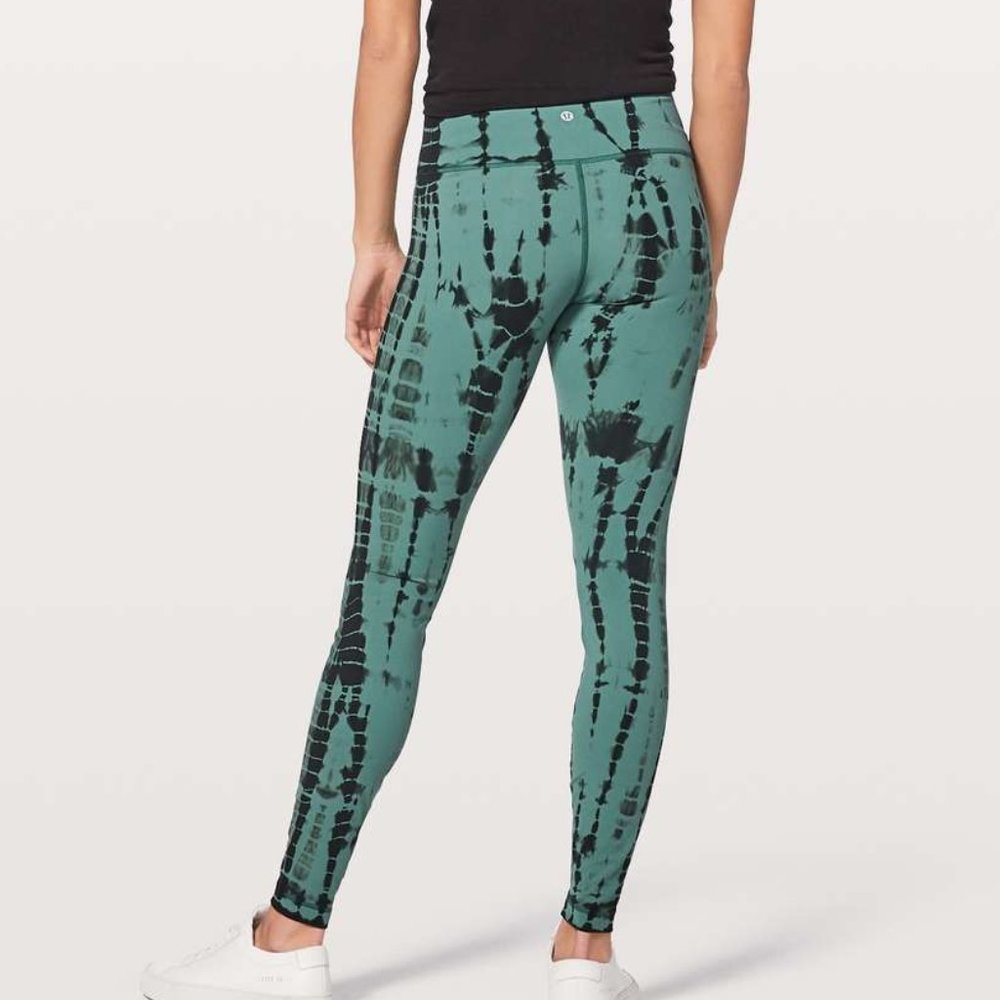 lululemon athletica Green and Black Tie-Dye Leggings